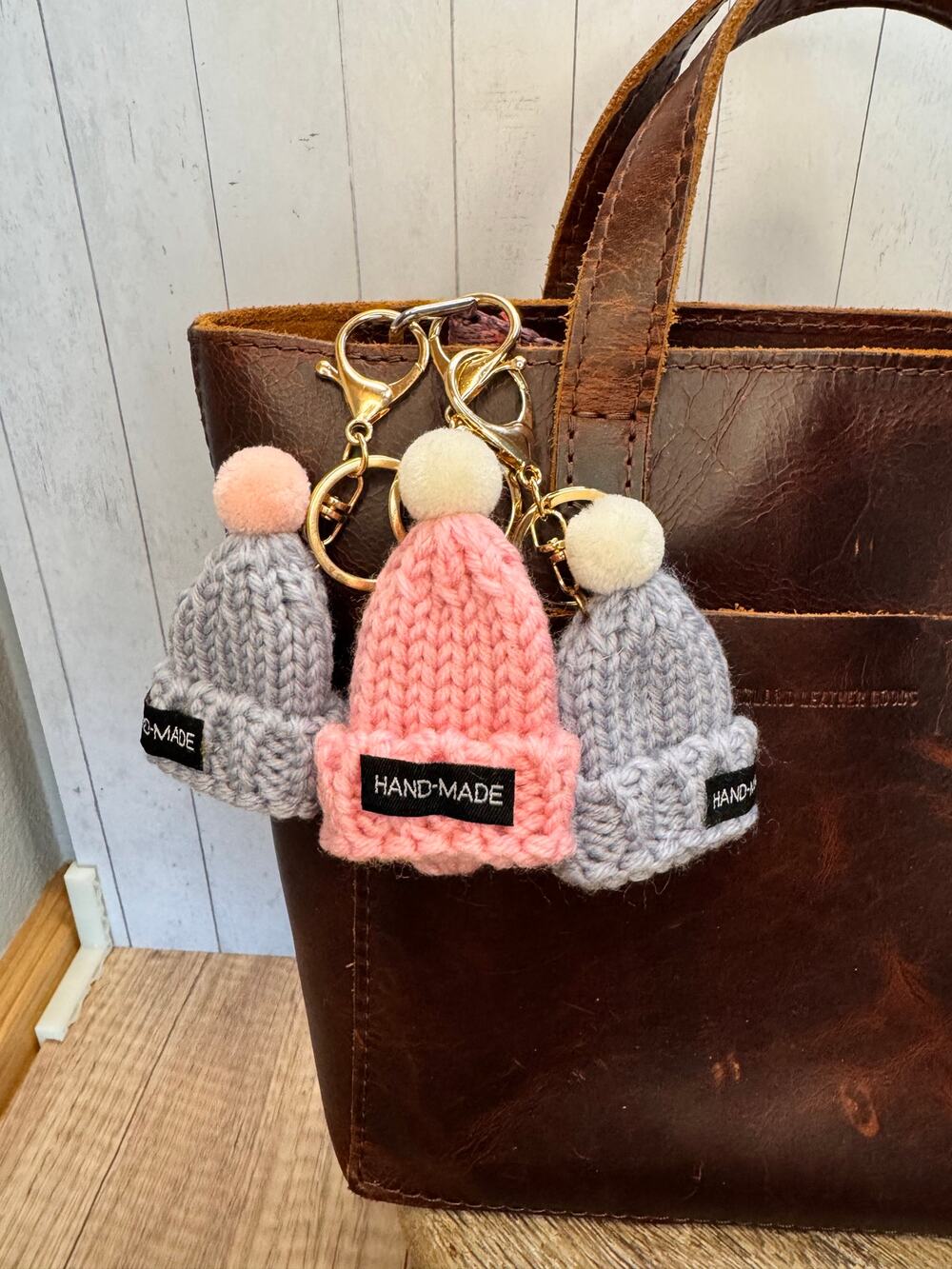 Mini Stocking Hat Beanie Hat Charm Bundle Set of 3 Pink Lavender Purple